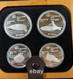1976 Canadian Olympic Proof Silver Coins Set of 4 ($10x2, $5x2) (1832)