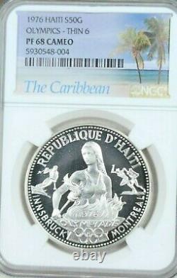 1976 Haiti Silver 50 Gourdes S50g Olympics Thin 6 Ngc Pf 68 Cameo Beautiful Coin