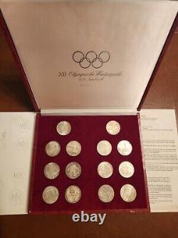 1976 Innsbruck Austria Olympics 14 Piece Silver 100 Schillings Coin Set