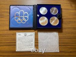 1976 Montreal Canada Silver Olympic Uncirculated Coin Set + Stand-BU UNC MINT