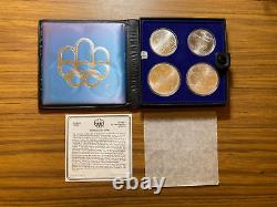 1976 Montreal Canada Silver Olympic Uncirculated Coin Set + Stand-BU UNC MINT