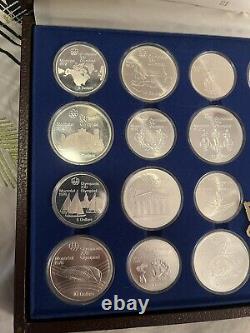 1976 Montreal Olympic Games Silver Coin Set 28 Pieces Original Box+Key
