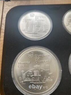 1976- Montreal Olympic Set -4 silver Coins- $5 & 10 Dollars- 4.32 oz See Descrip