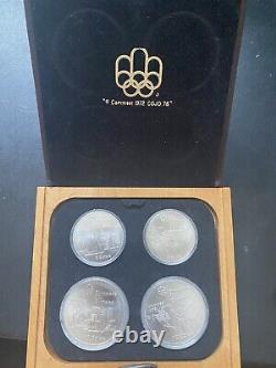 1976- Montreal Olympic Set -4 silver Coins- $5 & 10 Dollars- 4.32 oz See Descrip