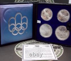 1976 Montreal Olympic TRACK & FIELD Silver 4 Coin Set SERIES IV. 925 Case & COA