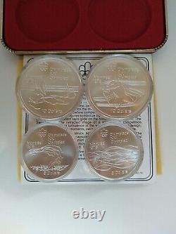 1976 Montreal Olympic WATER SPORTS Silver 4 Coin Set. 925 SERIES V Case & COA