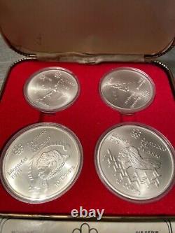 1976 Silver Canadian Montreal Olympics 4 Coin Set Olympiade XXI Olympiad 5$ 10$
