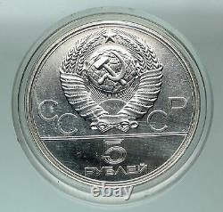 1977 MOSCOW 1980 Russia Olympics CITYSCAPE of MINSK Silver 5 Rouble Coin i84849