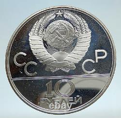 1977 MOSCOW 1980 Russia Olympics Rings Globe Silver 10 Rouble Coin i75169