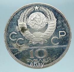 1977 MOSCOW 1980 Russia Olympics Rings Globe Silver 10 Rouble Coin i83275