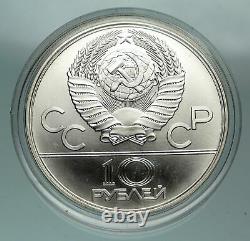 1977 MOSCOW 1980 Russia Olympics Rings Globe Silver 10 Rouble Coin i84728