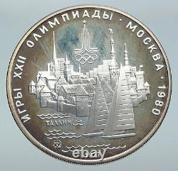 1977 MOSCOW 1980 Russia Olympics Sailing TALLINN Proof Silver 5Ruble Coin i86131