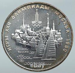 1977 MOSCOW 1980 Russia Olympics Sailing TALLINN Vintage Silver 5 Ru Coin i86193