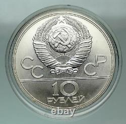 1977 RUSSIA 1980 MOSCOW SUMMER OLYMPICS Vintage Silver 10 Roubles Coin i84837