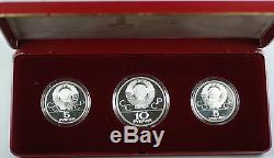 1978 10 and 5 Ruble Russia Commemorative Silver Proof 3 Coin 1980 Olympic Set