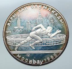 1978 MOSCOW 1980 Russia Olympics VINTAGE RUNNING Old Silver 5 Rouble Coin i86157