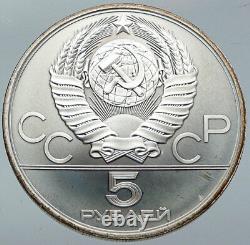 1978 MOSCOW Russia Olympics POLO HORSE JUMP Vintage Silver 5 Rouble Coin i86195