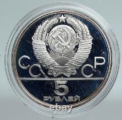 1978 MOSCOW Russia Olympics POLO HORSE JUMP Vintage Silver 5 Rouble Coin i89460