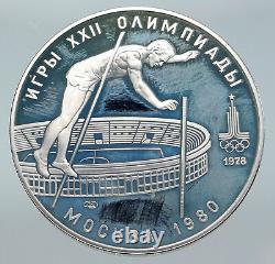 1978 MOSCOW Summer Olympics 1978 POLE VAULT Proof Silver 10 Ruble Coin i86137