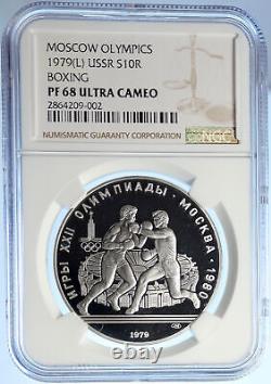 1979 MOSCOW 1980 Summer Olympics BOXING Proof Silver 10 Ruble Coin NGC i106765