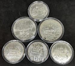 1980 (1977) Moscow USSR 6 Coin Silver Olympic Set 5 & 10 Rubles in Original Box