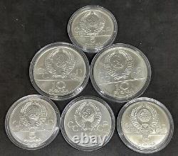 1980 (1977) Moscow USSR 6 Coin Silver Olympic Set 5 & 10 Rubles in Original Box