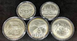 1980 (1978) Moscow USSR 5 Coin Silver Olympic Set 5 & 10 Rubles in Original Box