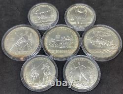 1980 (1980) Moscow USSR 7 Coin Silver Olympic Set 5 & 10 Rubles in Original Box