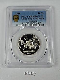 1980 China 20 Yuan silver PROOF Moscow Olympics WRESTLING PCGS PR69DCAM