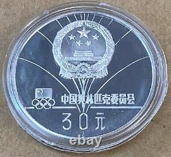 1980 China Olympic Games 30 Yuan Silver Proof Coin, Woman Speed Skater in Box