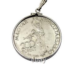 1980 Hungary Lake Olympics Ice Dance Silver 200 Forint Coin Pendant