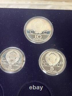 1980 MOSCOW OLYMPICS Series I Geographic Silver Coin Set (3.84 oz Pure Silver)