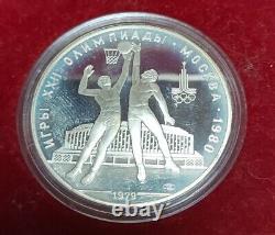 1980 MOSCOW Olympics 1979 BASKETBALL + Volleyball Proof Silver 10 Ruble Coins