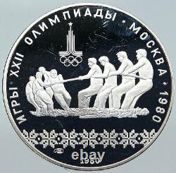 1980 MOSCOW Russia Olympics 1980 RUSSIAN Tug of War Proof Silver 10R Coin i86201