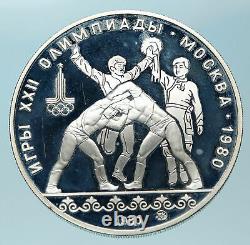 1980 MOSCOW Russia Olympics 1980 RUSSIAN WRESTLING Silver 10 Rouble Coin i83861