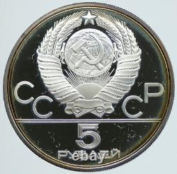 1980 MOSCOW Russia Olympics VINTAGE ARCHERY Proof Silver 5 Rouble Coin i116753