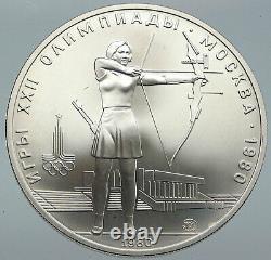 1980 MOSCOW Russia Olympics VINTAGE ARCHERY Vintage Silver 5 Rouble Coin i86198