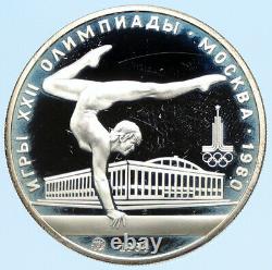 1980 MOSCOW Russia Olympics VINTAGE GYMNASTICS Proof Silver 5 Rouble Coin i96313
