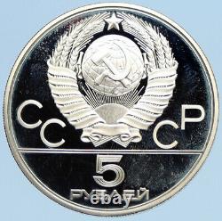 1980 MOSCOW Russia Olympics VINTAGE GYMNASTICS Proof Silver 5 Rouble Coin i96313