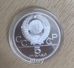 1980 MOSCOW Russia Olympics VINTAGE GYMNASTICS Proof Silver 5 Ruble Coin a10010