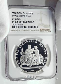 1980 MOSCOW Summer Olympics 1978 BOXING Proof Silver 10Ruble Coin NGC i80042