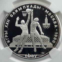 1980 MOSCOW Summer Olympics 1979 BASKETBALL Proof Silver 10Ruble Coin NGC i80041