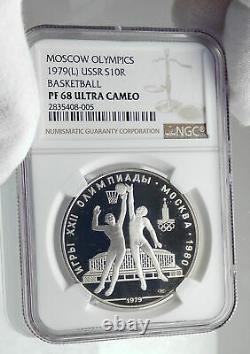 1980 MOSCOW Summer Olympics 1979 BASKETBALL Proof Silver 10Ruble Coin NGC i80041