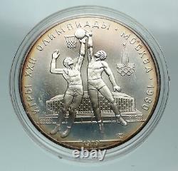 1980 MOSCOW Summer Olympics 1979 VINTAGE BASKETBALL Silver 10 Ruble Coin i84732