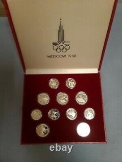 1980 Moscow Olympics Silver Coin Set 5 & 10 Roubles 28 Coin Proof Set W Case Coa