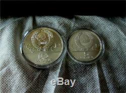 1980 Moscow Olympics Silver Coin Set 5 -10 Ruble Rouble 6 Coins Box