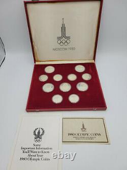 1980 Moscow Russia Olympic 28 Silver Coin MINT Set/wBox & COA (20.2 ASW)