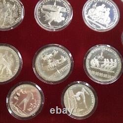 1980 Moscow, Russia Olympic BRIGHT PROOF BU Silver 28 Coin Set With ORIGINAL CASE