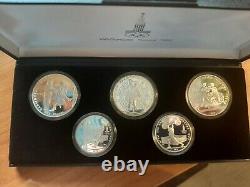 1980 Moscow USSR Russia 5 Coin Silver Olympic Set 5 & 10 Rubles with Case