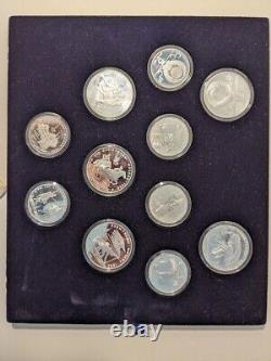 1980 Olympic Games Complete 28 Coin Silver Set With Case Solid Silver